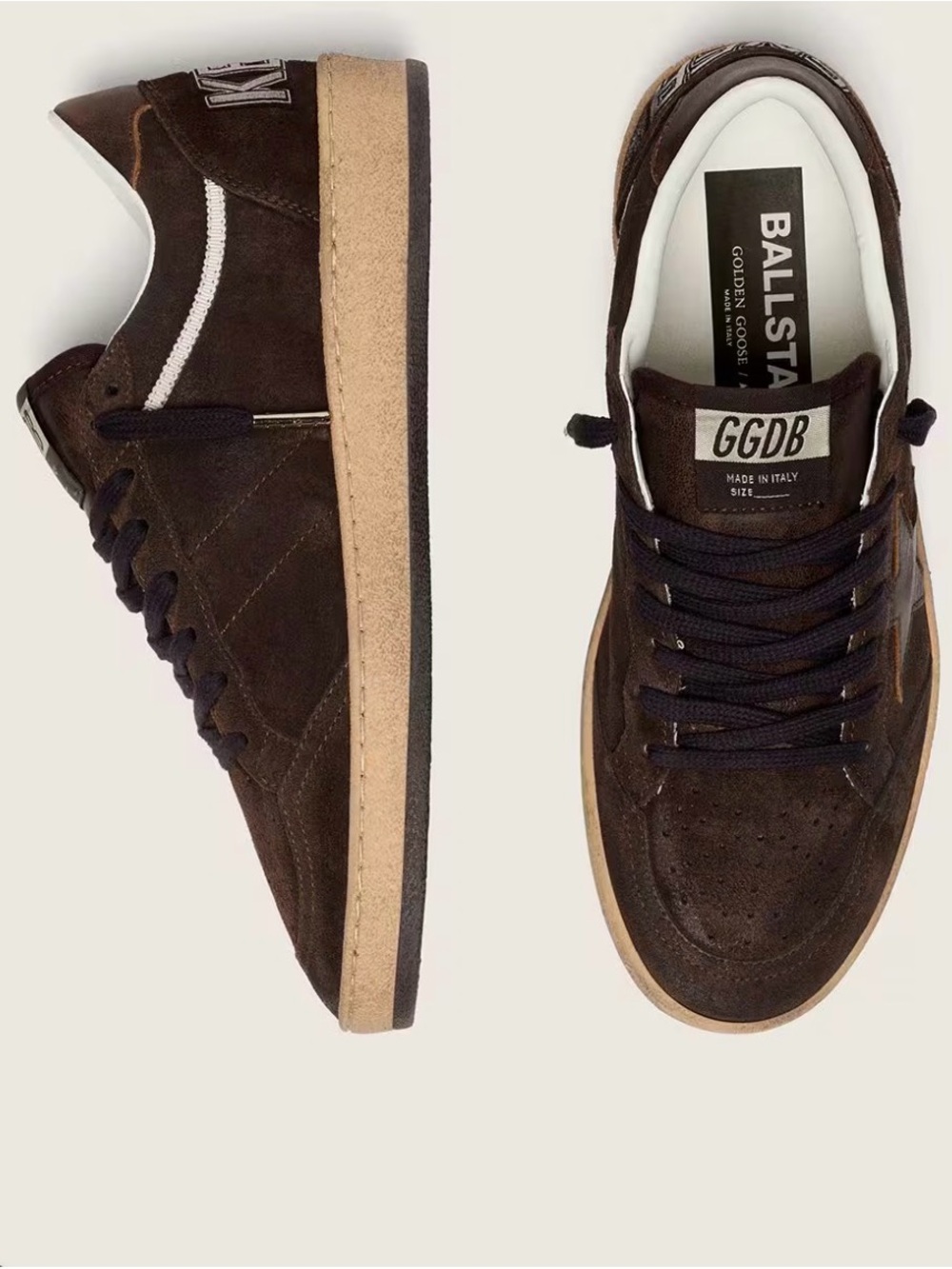 Golden Goose Ball Stars Brown Suede Sneakers with Tan Sole - Picture 3 of 3
